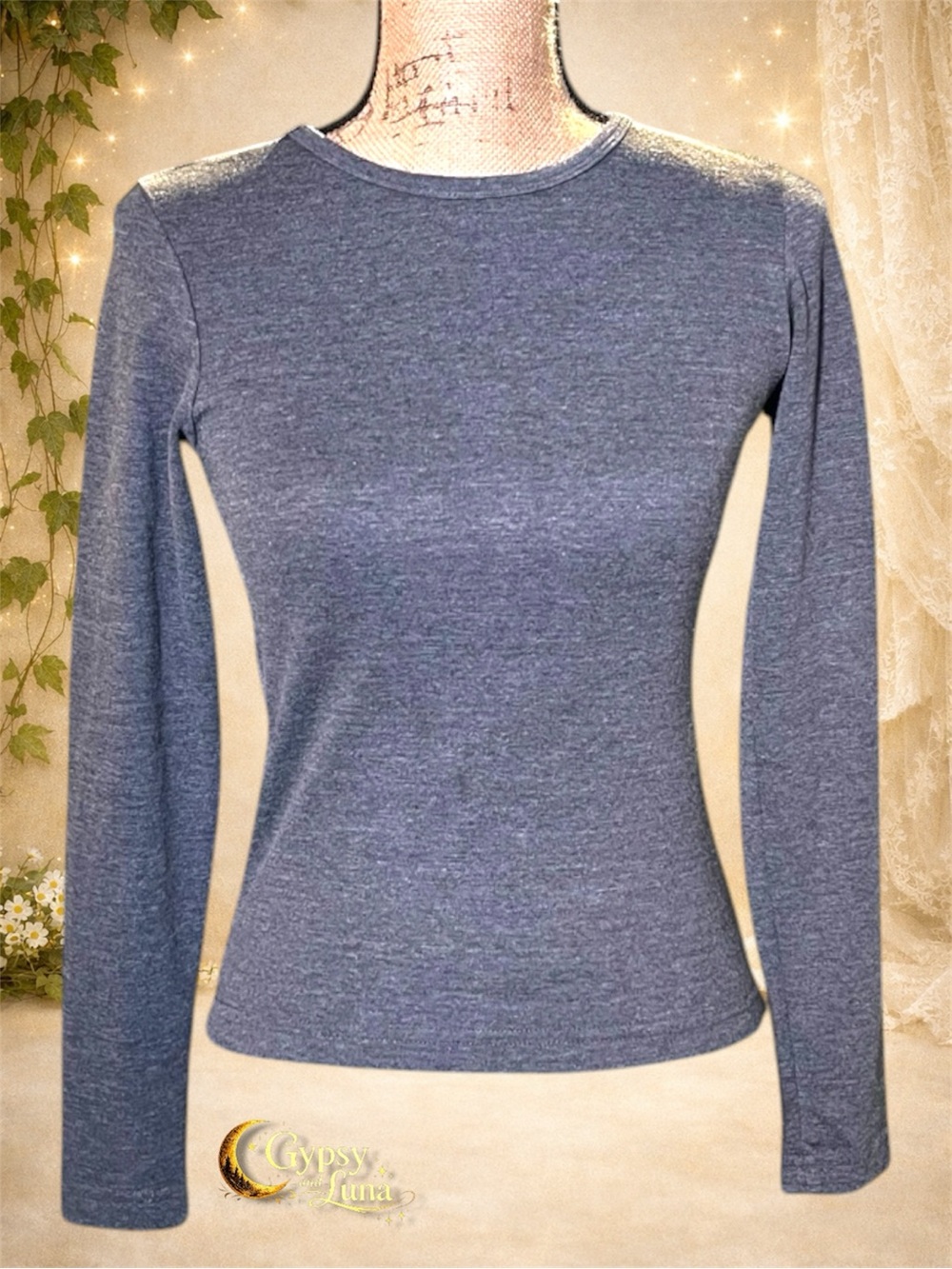 One Step Up Charcoal Gray Cotton Tee XS